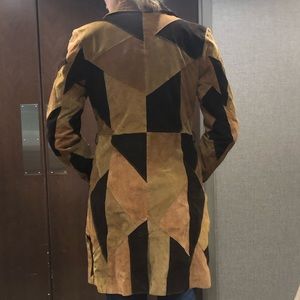 Unique! Blue asphalt suede patchwork trench size M